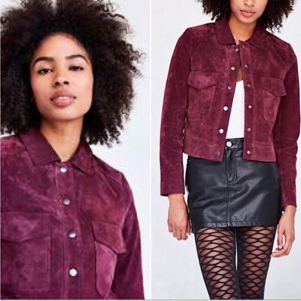 Genuine leather purple coat from urban outfitters NWT